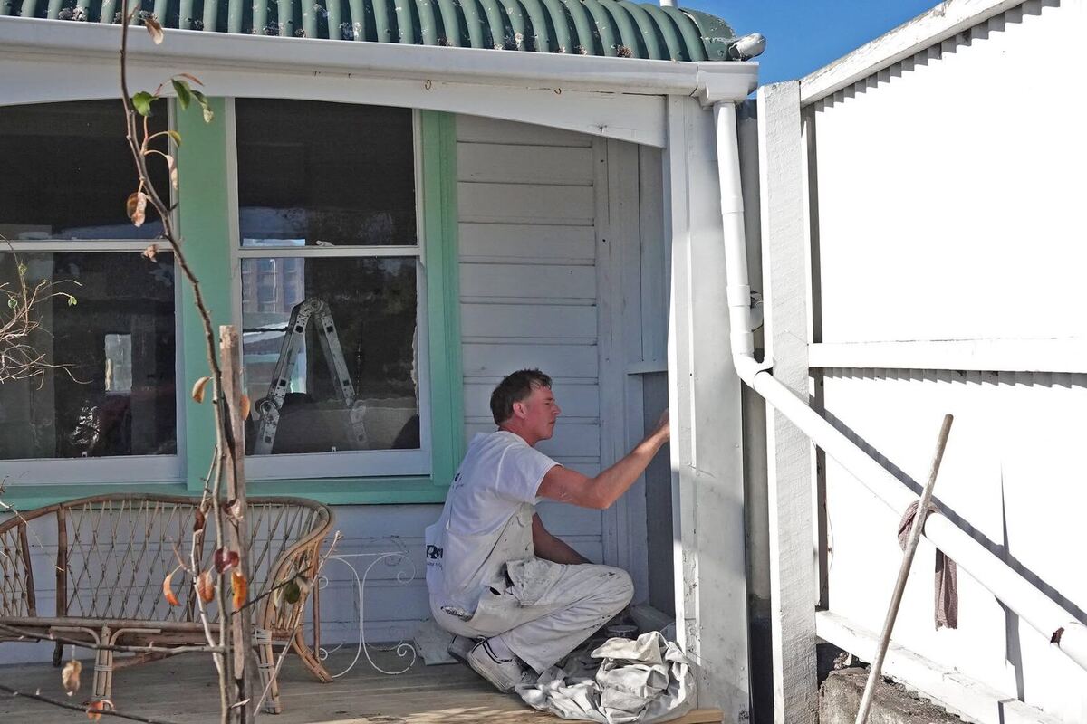 Jason Ward doing trim work on site